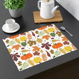 Autumn Leaves & Pumpkins Placemat, Cozy Fall Table Decor, Thanksgiving Table Setting, Harvest Home Decoration, Seasonal Dining Essentials