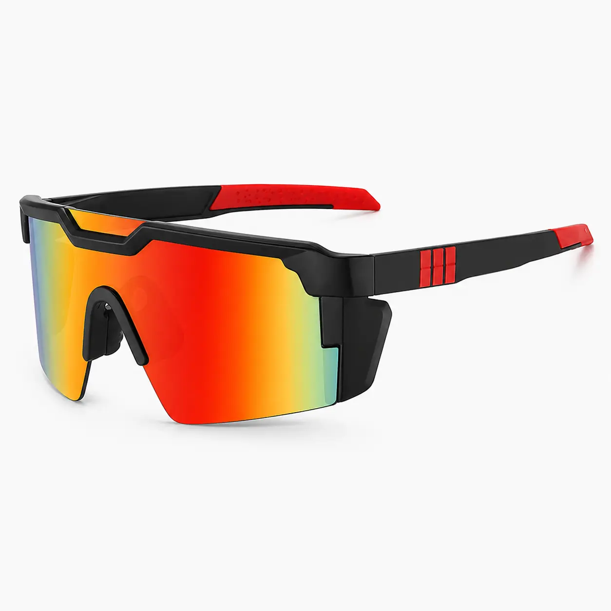 Z87+ Polarized Sport Safety Sunglasses for Men Women, UV400 Wraparound Shield Eyewear, Lightweight Outdoor Cycling Running Driving Fishing Glasses, Orange Red Mirror Lens Performance Sunglasses