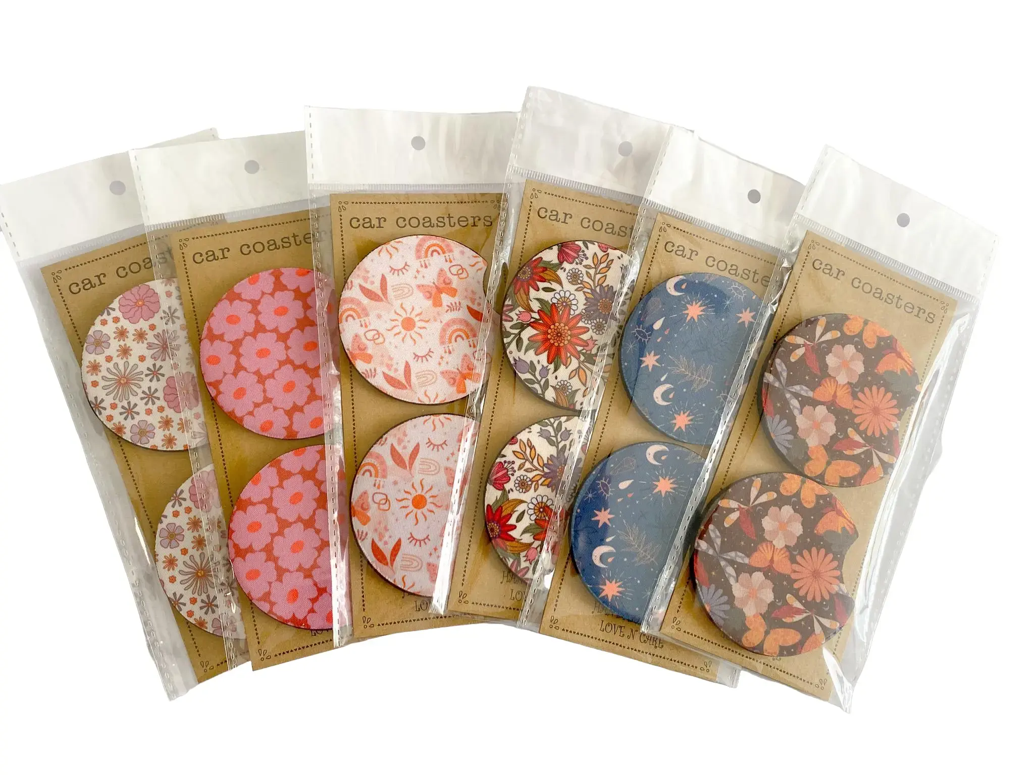 Retro Boho Car Coasters Set of 2 Absorbent Neoprene Automotive ...