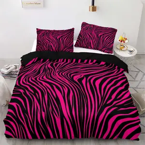 3-Piece Soft Decorative Bedding Set Including Duvet Cover & Pillowcases, Vibrant Hot Zebra Print Design, Modern Abstract Theme, Perfect for Bedroom Decor