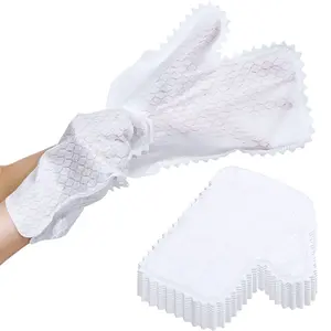 White Microfiber Dusting Cloths Gloves, Dust Wipes, Feather Dusters, Grabs and Locks in Dust, Pet Hair Cleaning Possible Dual-Sided Disposable Dusting Gloves