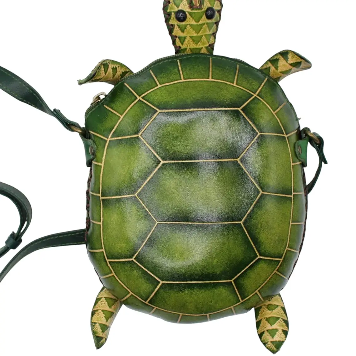Original Handmade Hand-Painted Genuine Leather Crossbody Bag, Turtle Bag, Animal Cartoon Bag,Phone Bag,Small Shoulder Bag, Cartoon Mini Bag
