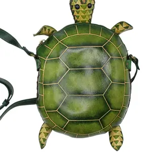 Original Handmade Hand-Painted Genuine Leather Crossbody Bag, Turtle Bag, Animal Cartoon Bag,Phone Bag,Small Shoulder Bag, Cartoon Mini Bag