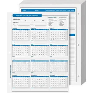 2025 Attendance Calendar Card Stock Paper – Great Employee Work Tracker | Printed on Durable and Thick 80lb (216gsm) Cardstock | 8 ½ X 11 | 25 Sheets per Pack
