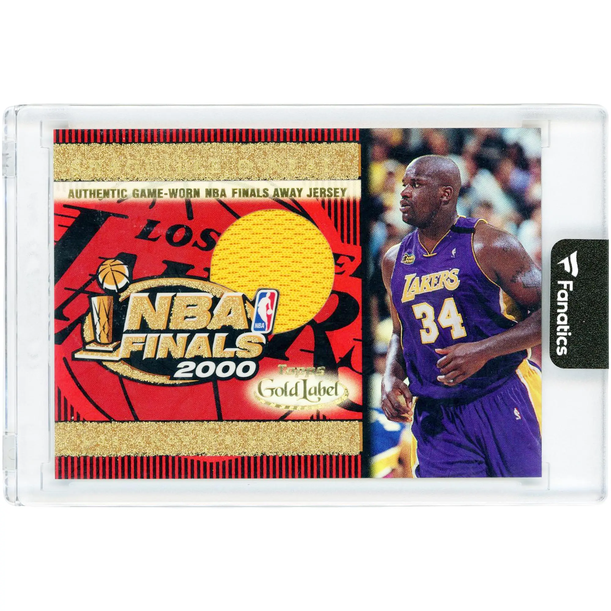 Shaquille O'Neal Los Angeles Lakers 2000-01 Topps Gold Label NBA Finals Game Used Jersey Relic #TT1A Card - Fanatics Authentic Certified