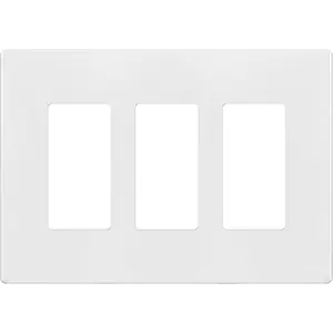 Screwless Decorator Wall Plates Child Safe Outlet Covers, Size 3-Gang 4.50" H x 6.30" L, Unbreakable Polycarbonate Thermoplastic, UL Listed, Glossy, White (1 Pack)
