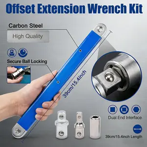 Offset Extension Wrench Kit, 4-Styles Square Drive Adapter Master Set - Universal Impact Socket Ratchet Extensions for Auto Repair & Small Places, Flexible Head Tools for Tight Spaces