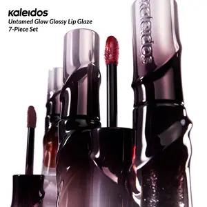 Kaleidos Untamed Glow Glossy Lip Glaze 7-Piece Set | Vinyl-Like Shine, High-Beam Shimmers, Hydrating, Nourishing Lip Gloss, Suitable for All Occasions Lipstick, Girls & Women Makeup Accessories, Cosmetic Gift