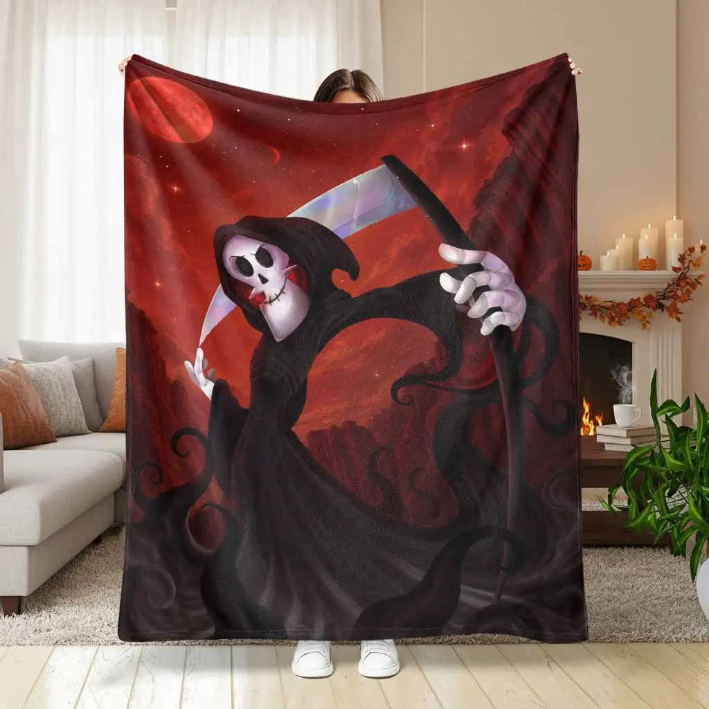 Heart Shaped Ghost Face Flannel Blanket Romantic Horror Movie Graphic Pattern Ultra Soft Lightweight Warm Throw Cozy Bedding For Valentines Day Bedroom Decor Couch Snuggling Gift