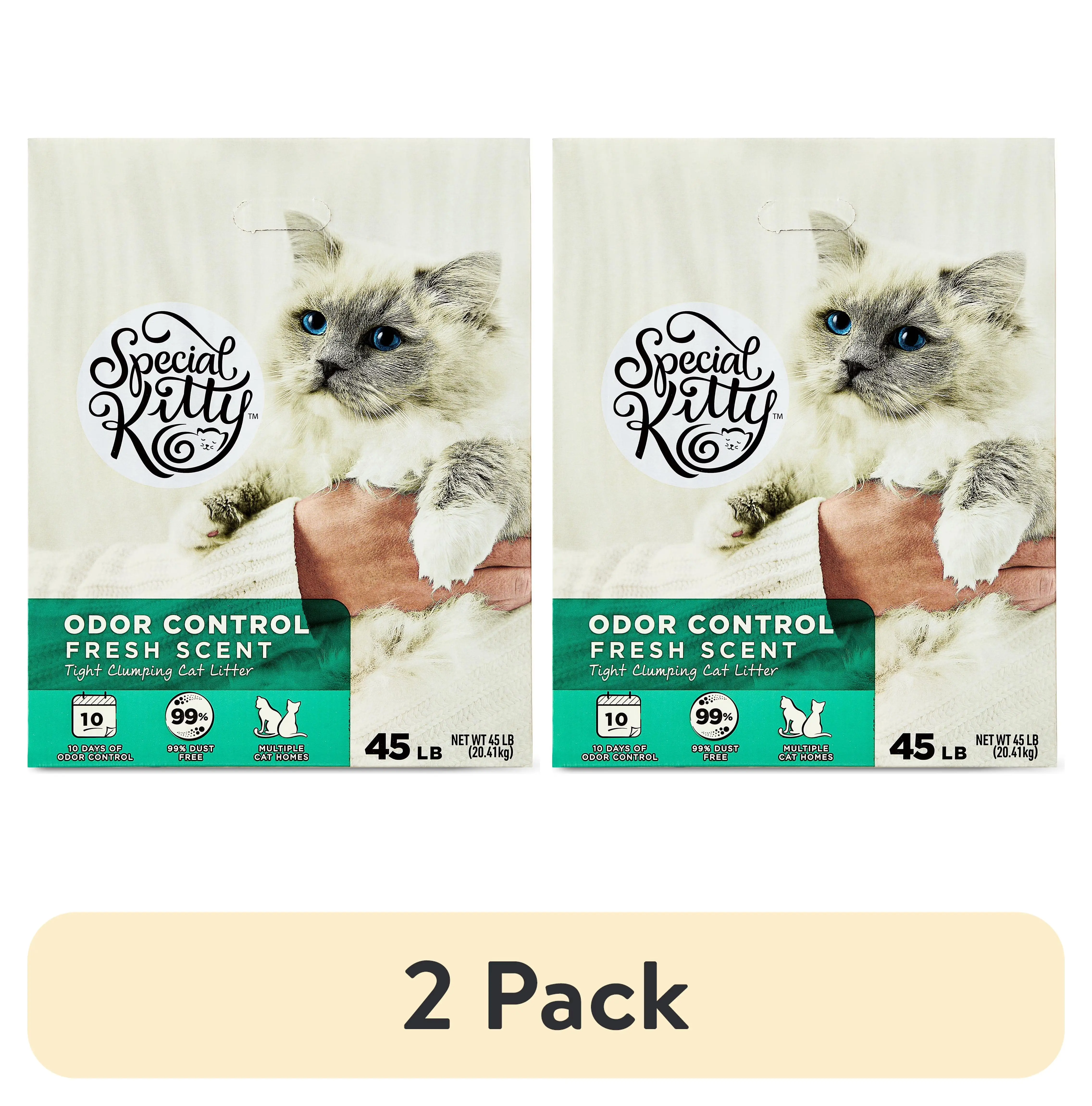 (2 pack)  Clumping Clay Cat Litter, Fresh Scent, 45 lbs Box, 1 Count