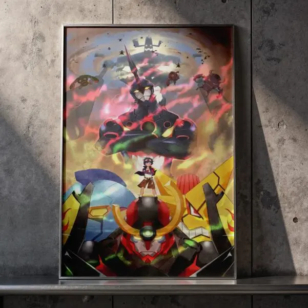 [Unframe] Tengen Toppa Gurren Lagann TTGL Anime Wall Art Poster - Premium High Definition Glossy Print for Home Decor - Iconic Simon and Mecha Design - Perfect Gift for Anime Fans and Otaku Room Setup