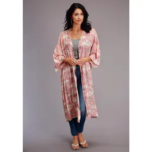 Stetson Womens Pink Viscose Beach Ride Kimono Cardigan