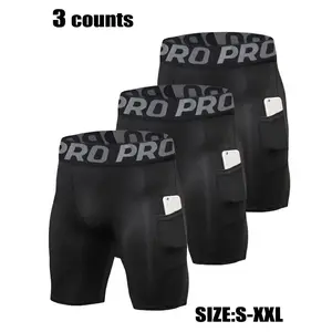 Men's Letter Tape Seamless Pocket Compression Shorts, Breathable Skin Friendly Tight Fitting Panties for All Seasons, Quick-drying Anti-chafing Boxer Brief, Boxer Band Sweats, Athleisure Undergarments, Activewear, Elastic Underwear