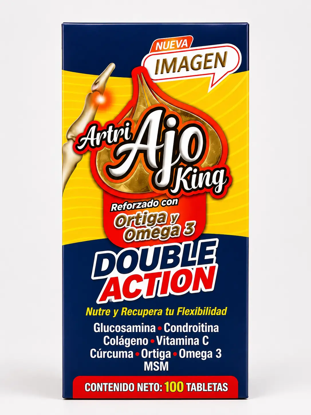 Ajo Double Action Dietary Supplement - 100 Capsules with Glucosamine, Vitamin C & Vitamins for Healthcare, Fitness Support