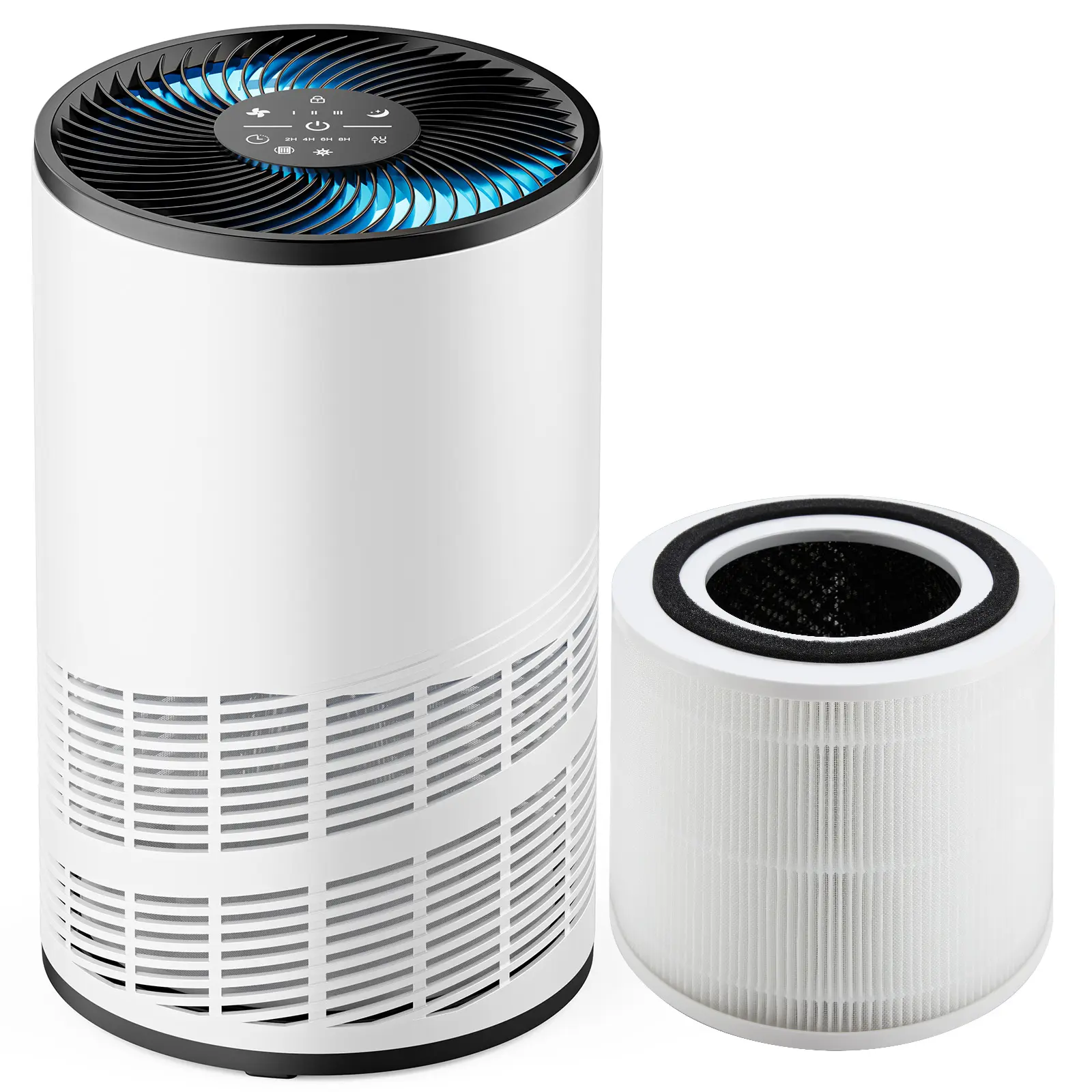 Household HEPA Filter Air Purifier with 1 Replacement Filter, Portable Air Quality Monitor, 1200ft² Coverage, 360° Outlet, 25dB Sleep Mode, Hepa Filters Air Cleaner