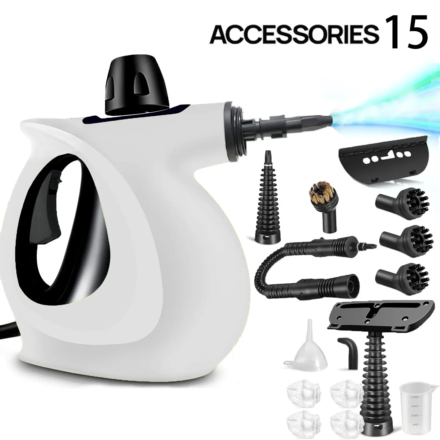 1200W Heavy Duty Portable Electric Steam Cleaner with Safety Lock, 12 Interchangeable Tools, Multifunction Floor Steamer, High Pressure Sprayer, Nylon Brushes, Eco-Friendly for Kitchen, Bathroom