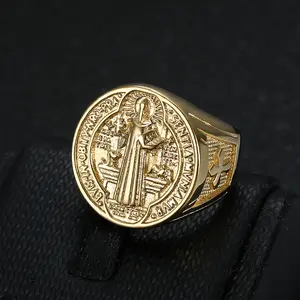 Men'S Vintage Accessories Mythological Portraits, Men's Titanium steel Rings, Rust Free Rings Two Different Design Ring