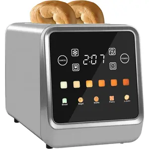 2 Slice Bagel Toaster with LCD Display Stainless Steel Smart Digital Toaster Single Slot Toasting Memory Function