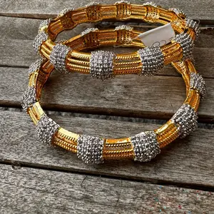 Stunning Gold Plated American Diamond Bangle Set cuff bracelet