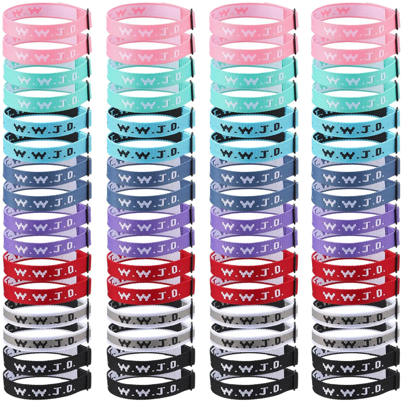80Pcs WWJD Bracelets End of Year Christian Gifts for Youth Group Women Men What Would Jesus Do Adjustable Woven Wristbands Bulk Religious Jewelry for VBS Summer Camp Sunday School Classroom Gifts Church Party Favor