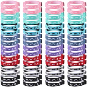 80Pcs WWJD Bracelets Mother’s Day Teacher Appreciation Christian Gift What Would Jesus Do Adjustable Woven Wristbands Bulk Religious Jewelry for Church Party Favor End of School Year Sunday School Prizes