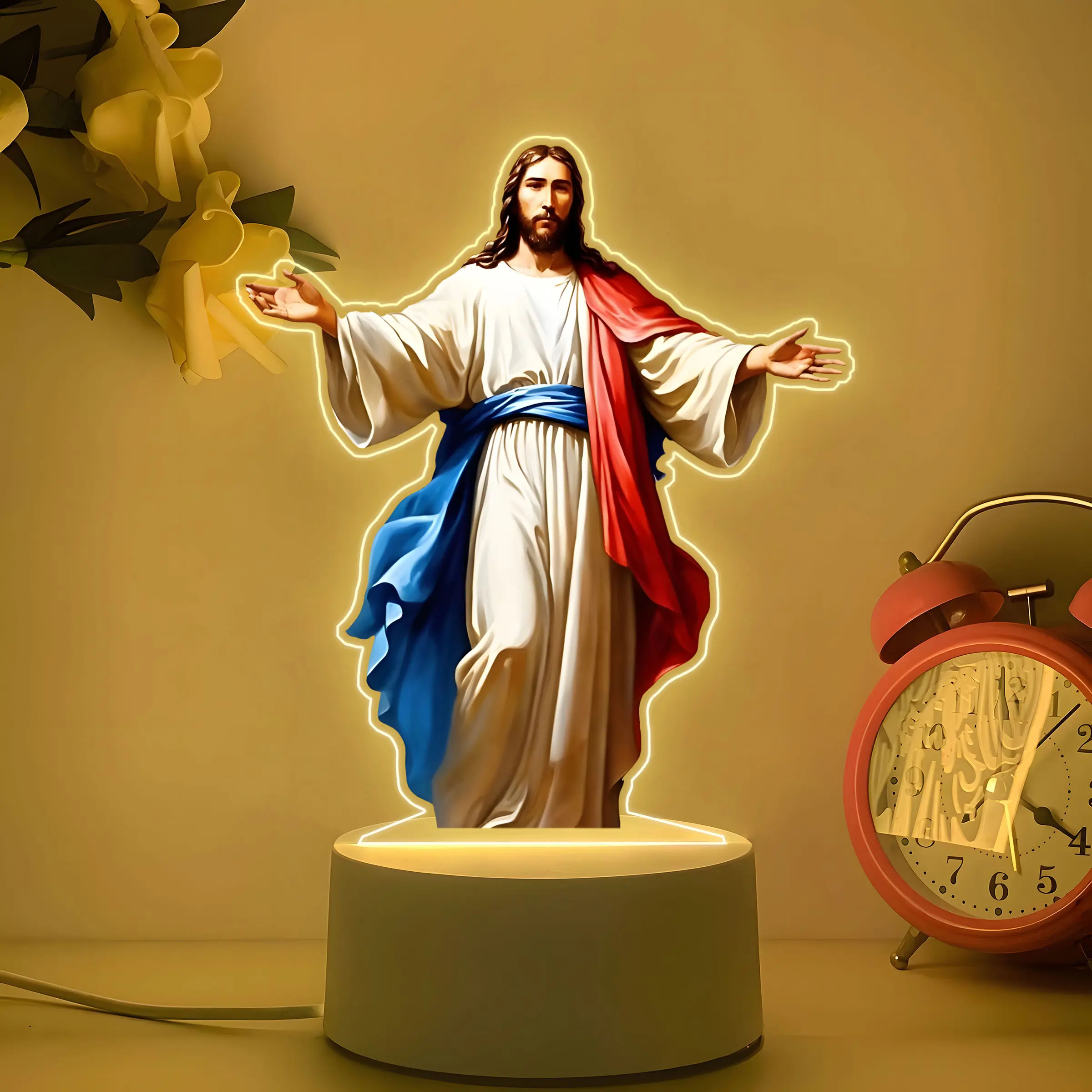 Jesus Night Light, Stylish Religious Decor, Religious Home Decor, Energy Saving LED Desk Lamp, Creative Bedside Table Lamp, Church Memorial Gift, Decoration, Religious Decorations