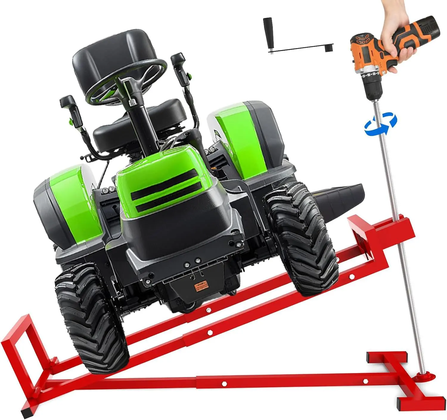 Donext 800 lbs Capacity Lawn Mower Lift Jack - Portable 45° Tilt Garden Tool with Handles for Garden Tractors, 0-Turn Models - Green/Red DIY Lift