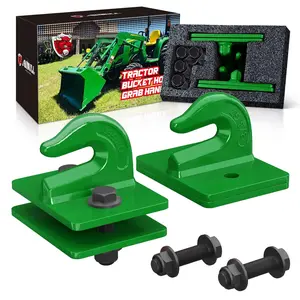 2 Pack 3/8" Tractor Bucket Grab Hook Grade 70 Forged Steel Bolt On Tow Mount With Backer Plate Work Well For  Rv Utv Truck Max 15 000 Lbs Dark Green