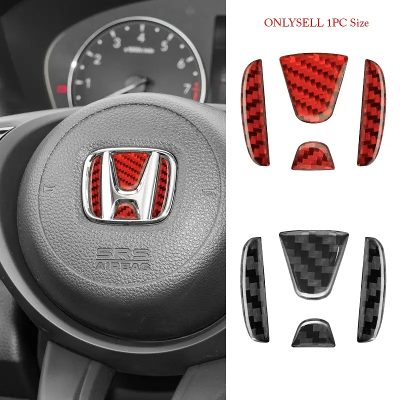 1Pc car steering wheel carbon fiber pattern Honda badge logo pattern protective sticker decorative car accessories suitable for Honda Civic, CR-V, Accord, Odyssey, Vehicle Accessories, Interior Car Stickers