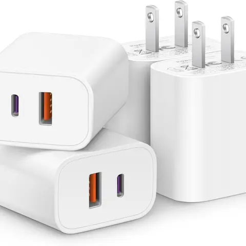[4 Pack] USB C Charger Block Fast Charging Multiport Adpater [PD 20W USB-C & QC 3.0 USB-A Port] for i Phone 16/15/14/13/12/11/X/8, i Pad, Sam Sung, Google, Galaxy & More