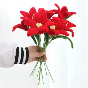 Handmade Lily Flower Bouquet Set, Perfect for Home & Office Decor, Ideal for Graduation & Engagement Ceremonies, DIY Holiday Fake Flowers, Realistic faux flowers, Home Decoration Bouquet