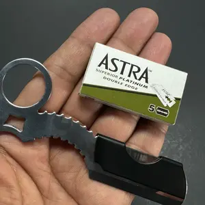 Finger Thumb Design Men beard detailing Razor Finger Insert Shaving Razor Straight Razor - Barber Razor Hair Shaver Safety Razor takes Straight Edge Half Blades with 5 blades pack Manual Shaving Facial