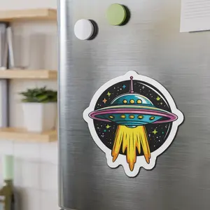 UFO Die-Cut Magnet, Car, Refrigerator, Laptop Magnet, Fridge, Alien, UFO Magnet, Home Decor, Office, Decoration, UFO Fan Gifts