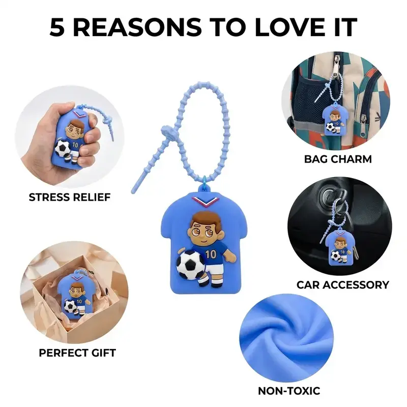 2026 Soccer Fidget Toy, Bag Charm, Aesthetic Silicone Squishy Keychain, Game Day Stress Relief Gift, Sensory Fidget Keychain, Fidget Keyring