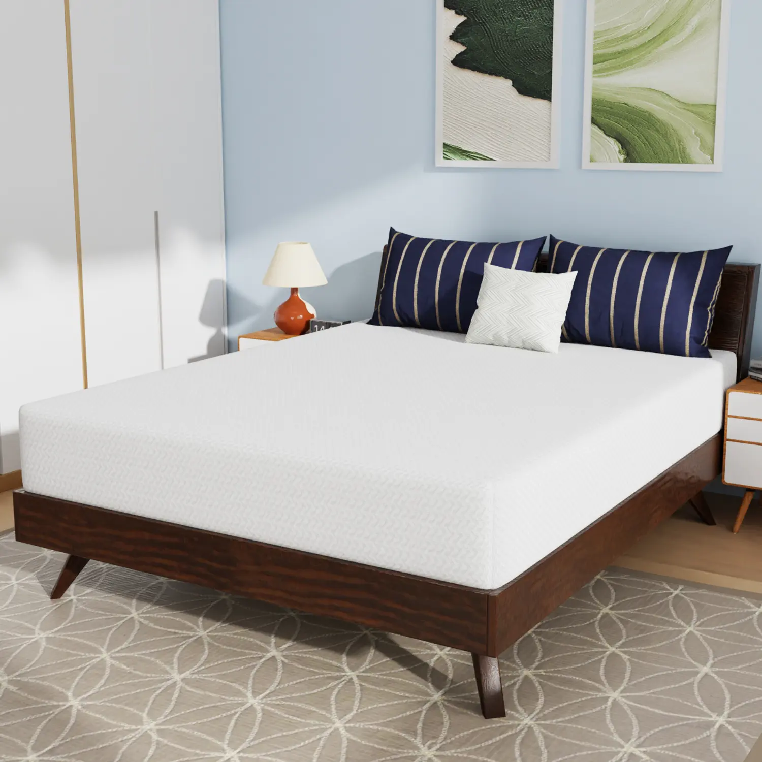 FDW 5/6/8/10/12 Inch Memory Foam Mattress/Cooling Gel Bamboo Charcoal Infused Mattress/Medium Firm Mattresses/CertiPUR-US Certified/Bed-in-a-Box/Fiberglass Free/Pressure Relieving,White
