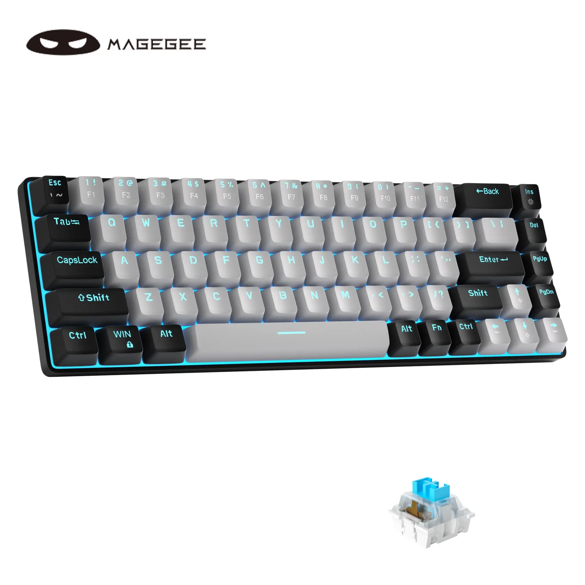 MageGee MK-BOX Gaming Keyboard Mechanical, Portable 60% Compact 68 Keys Mini Creamy Keyboard Gaming with LED Backlit, Wired Office Keyboard for Laptop