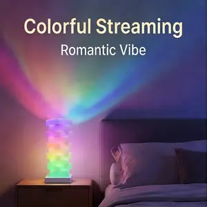 USB charging Rotatable LED Light Column,  Rainbow Color Changing, Office Bedroom Living Room Decoration, Dimmable Touch Control