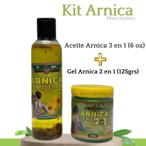 Set Aceite con Arnica 3 en 1 6 oz y Gel Árnica  2 en 1 135 grs. - Natural de Mexico, Dolores Agudos Musculares, Pain Relief