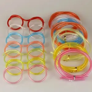 1pc-Straw Glasses Funny Soft PVC Glasses Flexible Drinking Straws Kids Party Supplies Bar Supplies Creativity Toy Kids Gift, Drinking Gadgets