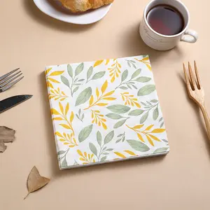 40 Napkins Pastoral Style Yellow Floral Decoration Disposable Napkins Suitable for Picnic Afternoon Tea Party Party Birthday Gift Party Decoration Supplies Party Napkins