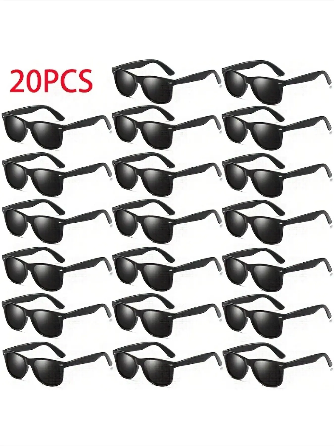 20 pieces classic black glasses - durable fashionable style with rivets, vintage style, suitable for adults - perfect for groomsmen/bridesmaids group lightweight design, individually packed, free glasses cloth included, Trendy Beach Eyewear