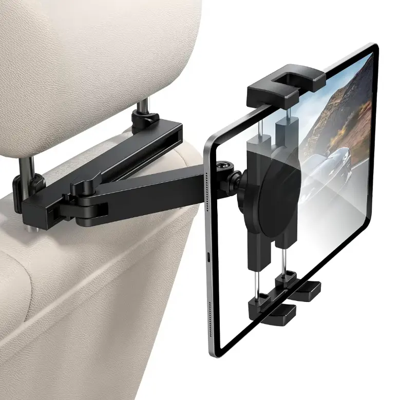 Car Headrest Tablet Mount - 3-in-1 Adjustable Extension Arm, 360 Rotatable, Easy Installation, 0.78 Inches, for Kids, 4.7-12.9" Devices Including iPad Pro, Air, Mini 5, Galaxy