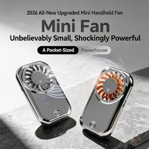 Mini Handheld Fan 11000 Rpm, Five Speed Strong Power, USB Rechargeable Mirror Finish, Lightweight Design, Silver Color/olive