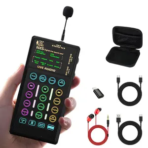 Handheld Audio Live Mixer Device Portable Live Sound Card With Microphone/Headphone for SmartPhone Bluetooth Connection Voice changer / Noise reduction DJ Mixing Console for gaming/podcasting/YouTube/interviews live Broadcast Equipment