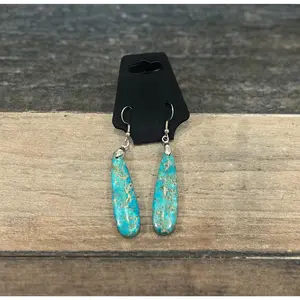 Teal dangle earrings