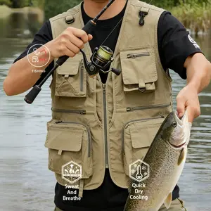 Made from 100% nylon, Four Seasons,anti-static design ensures safety-men’s fashion quick-dry mesh casual outdoor multi-pocket fishing photography vest/work vest jacket with multiple pockets, suitable for outdoor activities