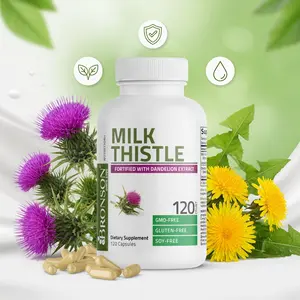 Bronson Natural Milk Thistle Silymarin Marianum & Dandelion Extract Capsules - Liver Health Support, Antioxidant Support, Detox (120 Count)