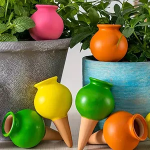 4 Mixed-Color Ceramic Wine Bottles, Saliva Percolator, Watering Device, Lazy Drip Irrigation, Balcony Fleshy Sprinkler, Indoor Garden Shower, Adjustable Watering System