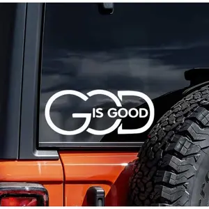 1 GOD is Good Scripture Vinyl Sticker - Large 5.91 "x2.36" (each) Faith-themed sticker, easy-to-tear, for trucks, SUVs, laptops - gift with removable residue (paper back)
