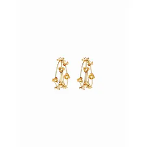 Cider FAUX PEARL FLOWER HOOP EARRINGS